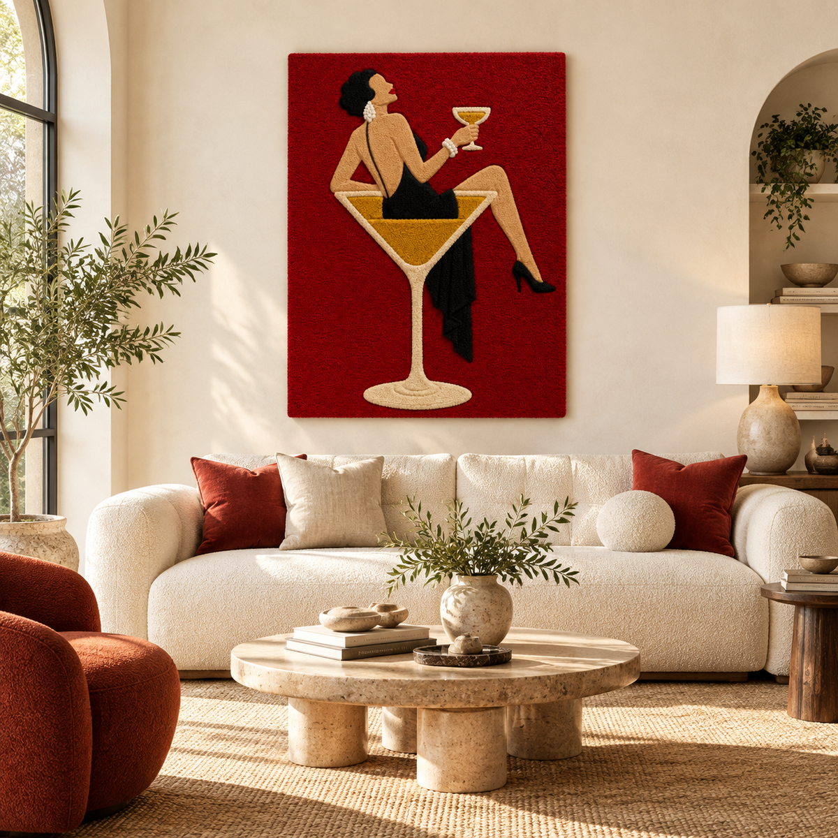 The Crimson Aperitif — front-facing room scene
