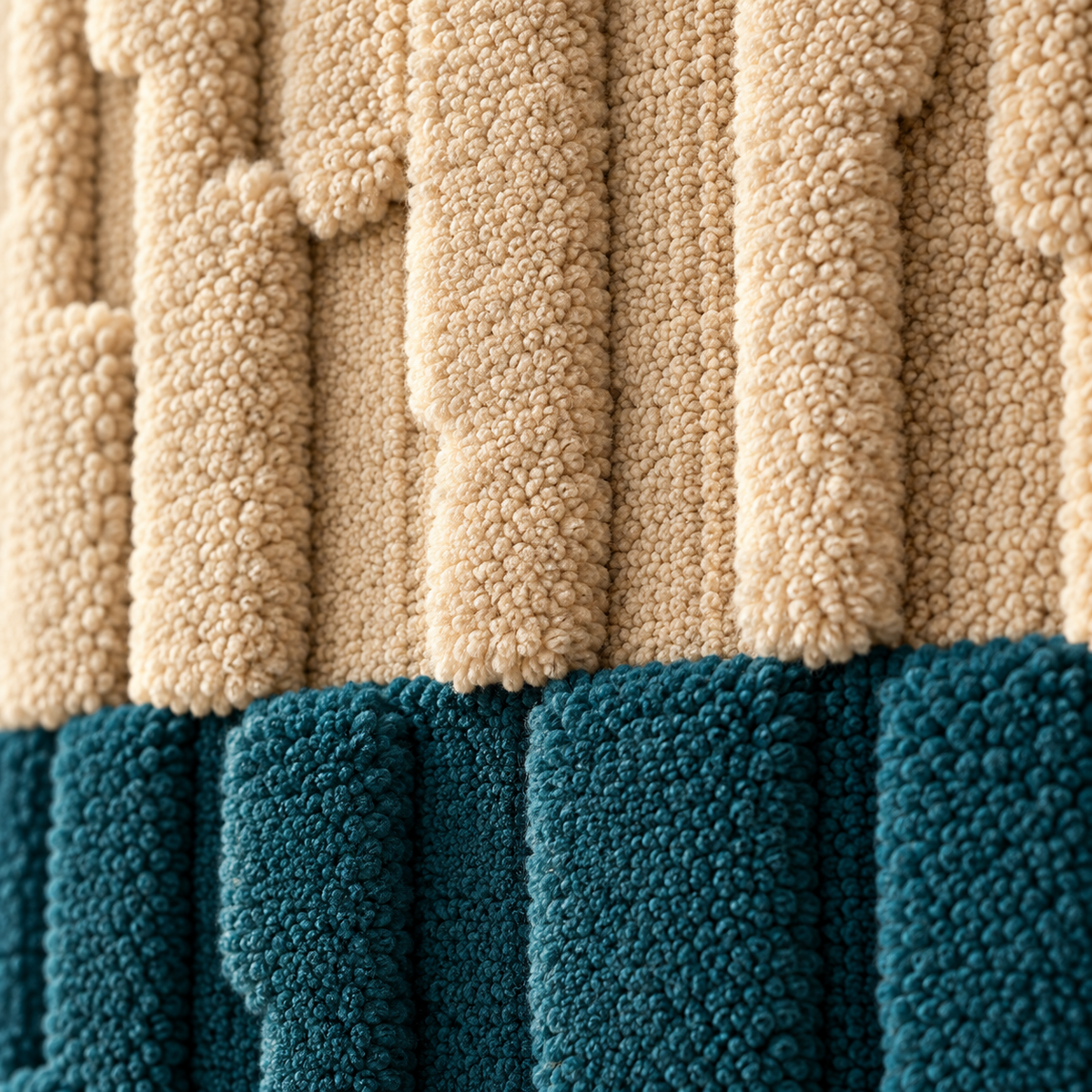 The Deep Teal Divide — tufted wool texture detail
