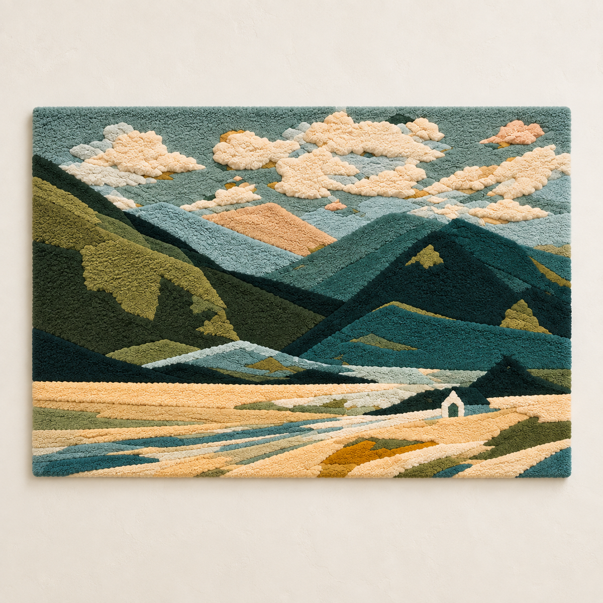 Hewn Earth wall art titled The Emerald Valley Retreat, featuring vibrant green landscape scene on canvas or print.