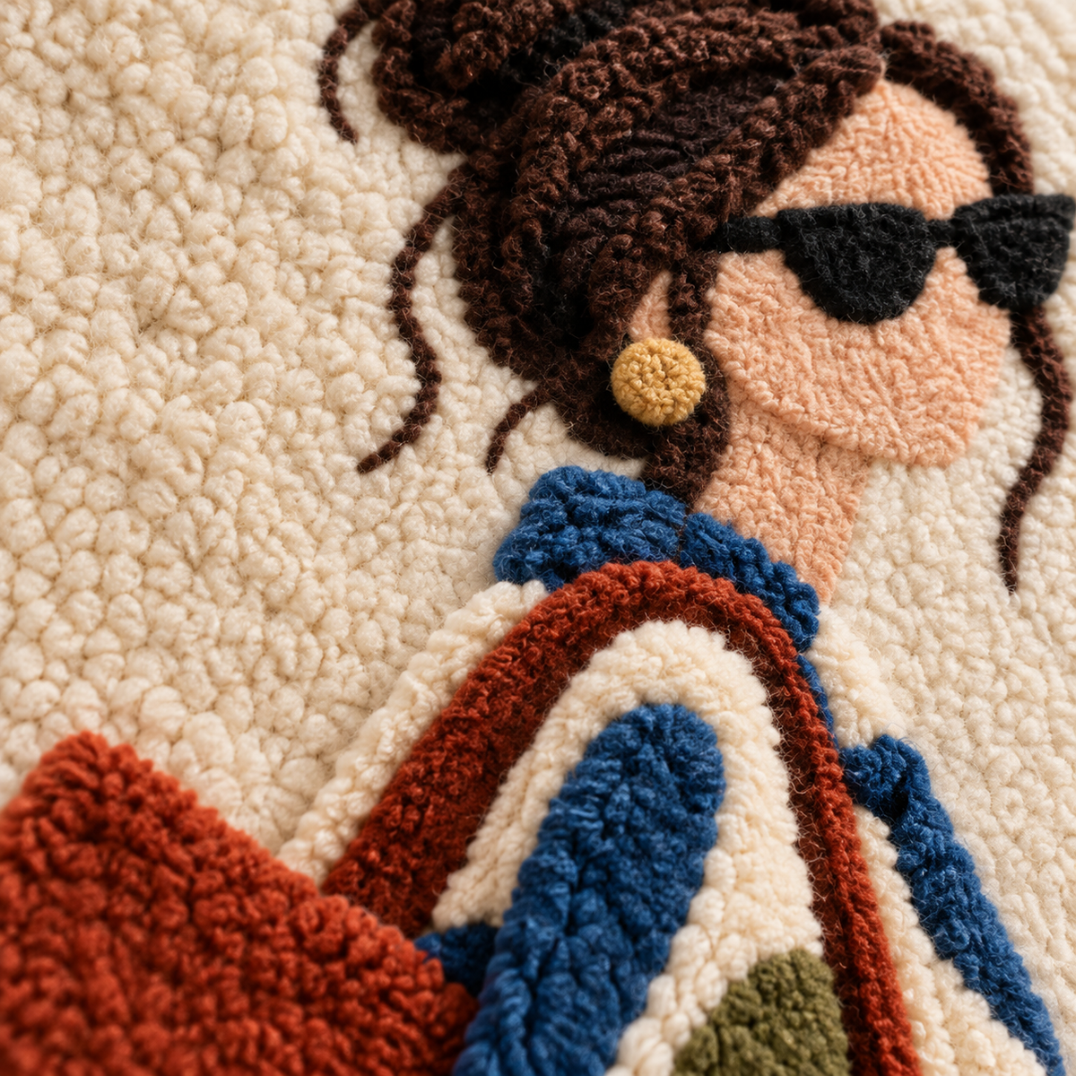 The Floral Coat Stroll — tufted wool texture detail