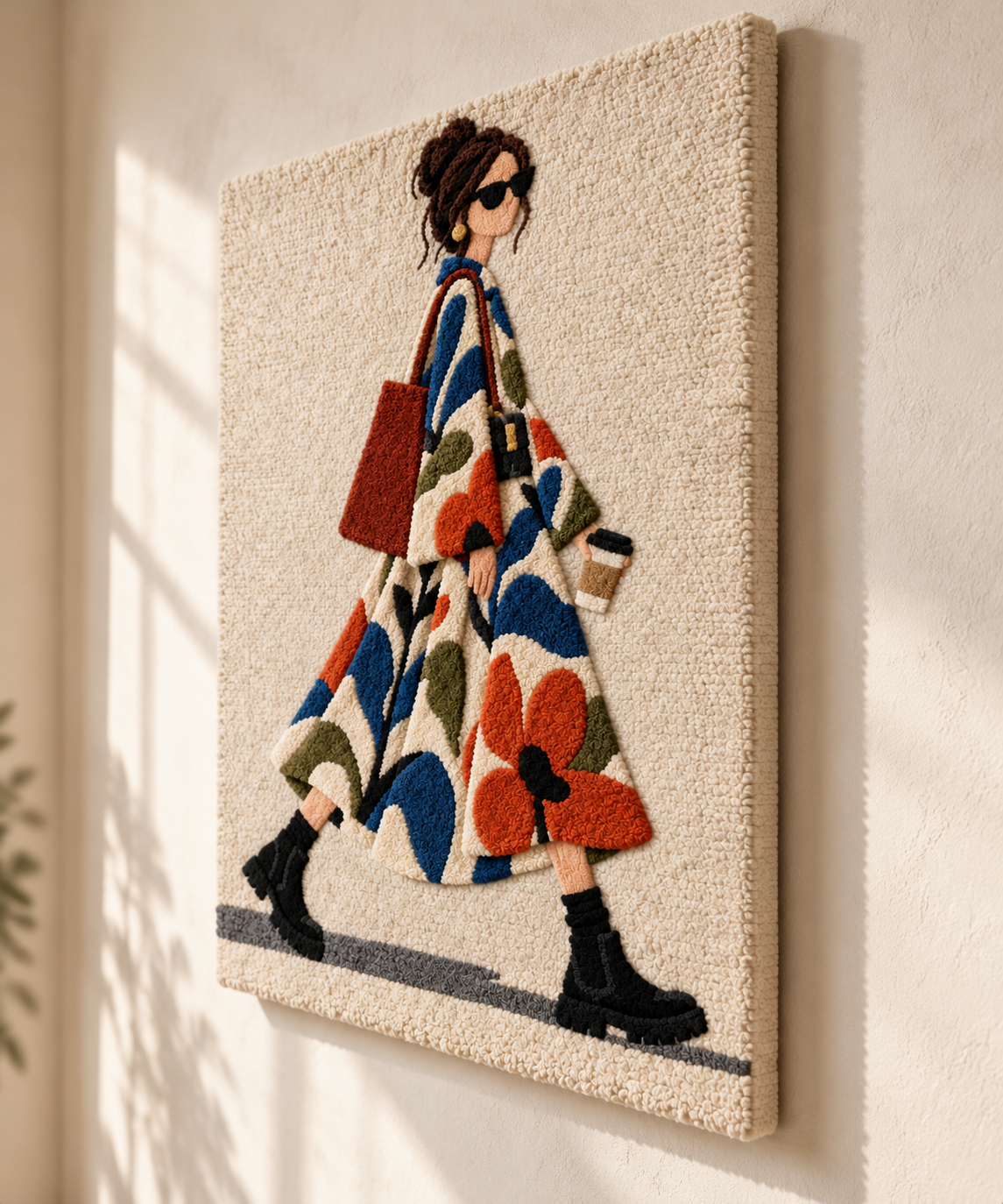 The Floral Coat Stroll — angled relief view