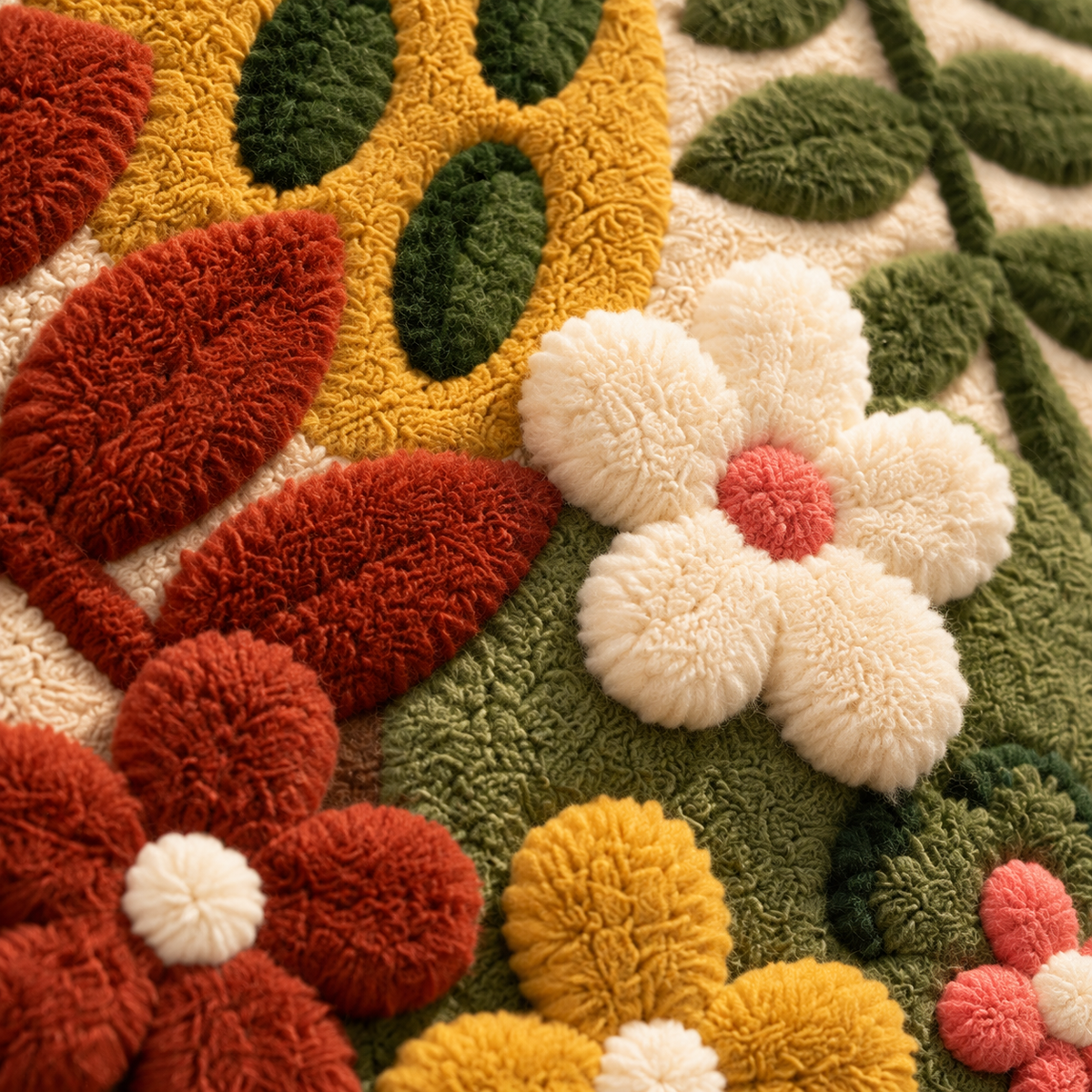 The Folk Botanist's Garden — tufted wool texture detail