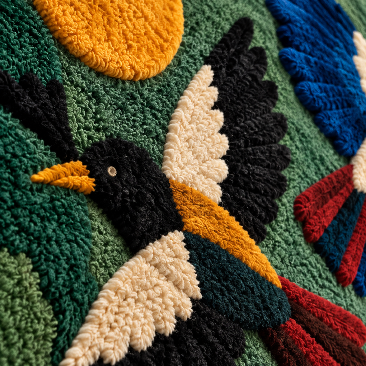 The Forest Flight Quartet — tufted wool texture detail