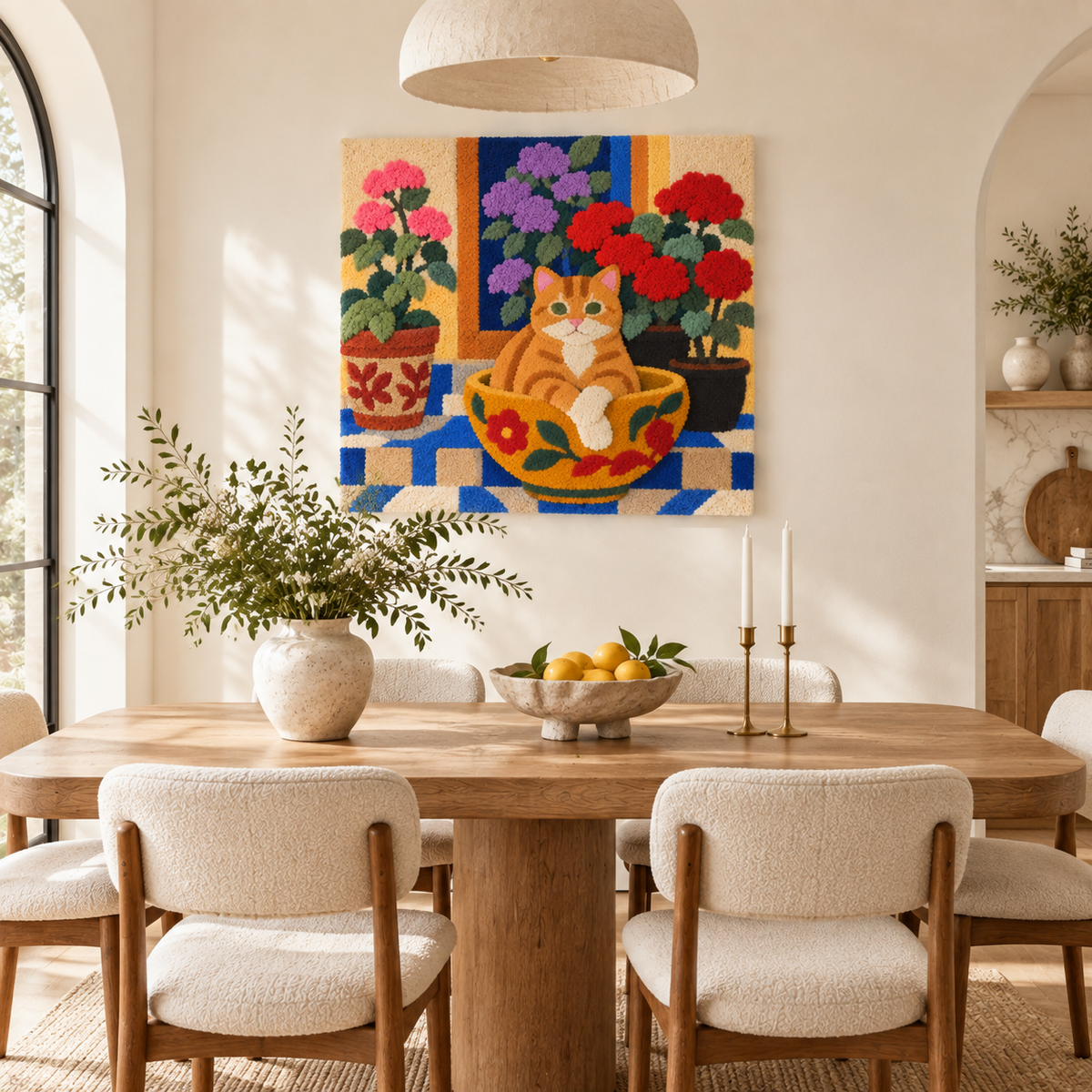 The Geranium Teacup Cat — room setting 1