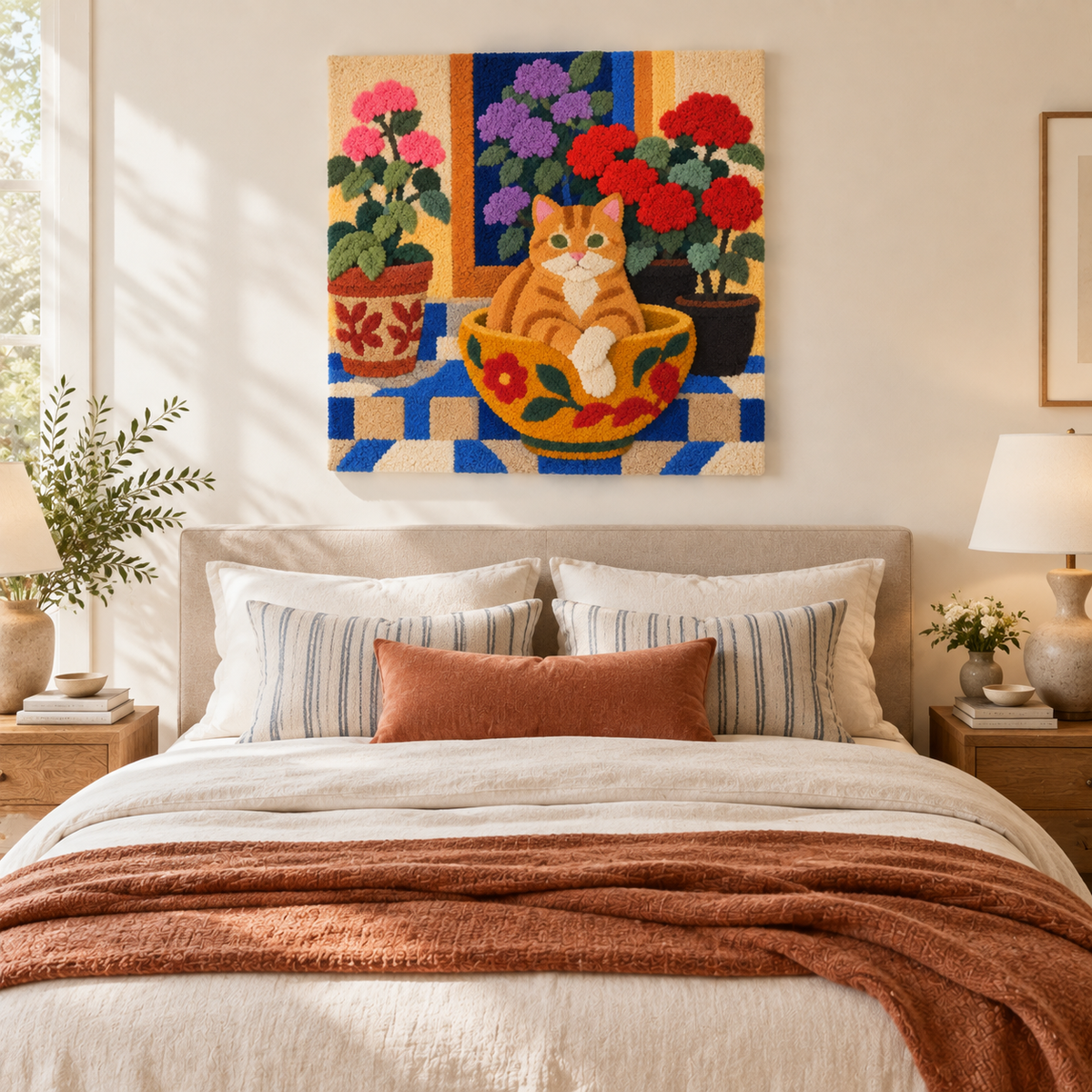 The Geranium Teacup Cat — room setting 3