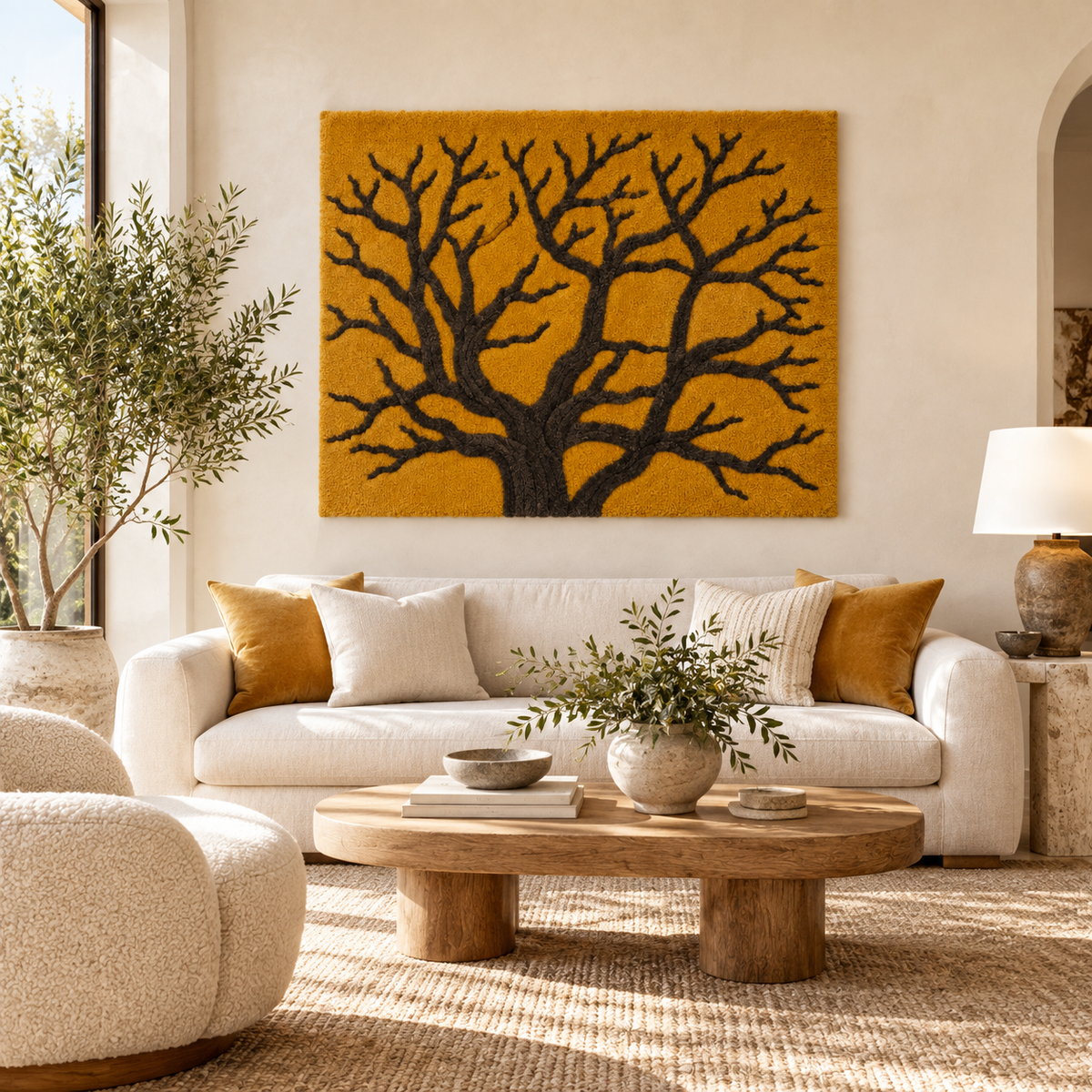 The Golden Branch Silhouette — front-facing room scene