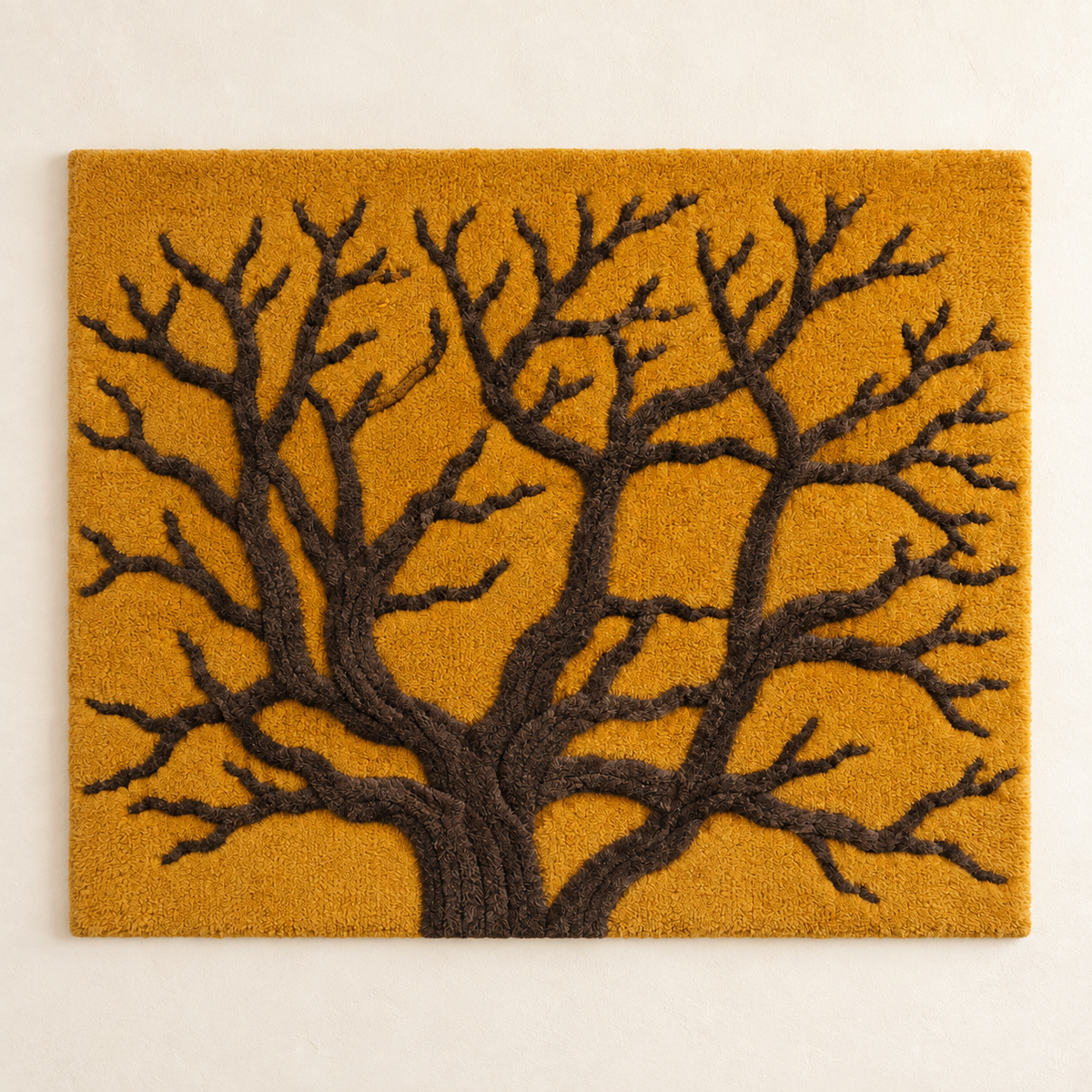 Hewn Earth wall art featuring a golden branch silhouette against a neutral background, modern and decorative home decor piece.