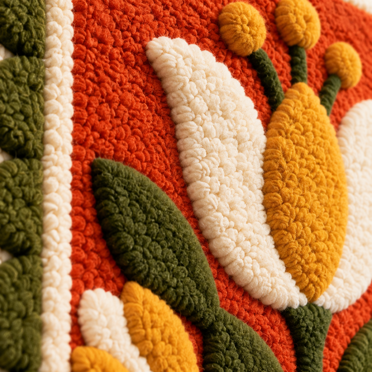 The Golden Tulip — tufted wool texture detail