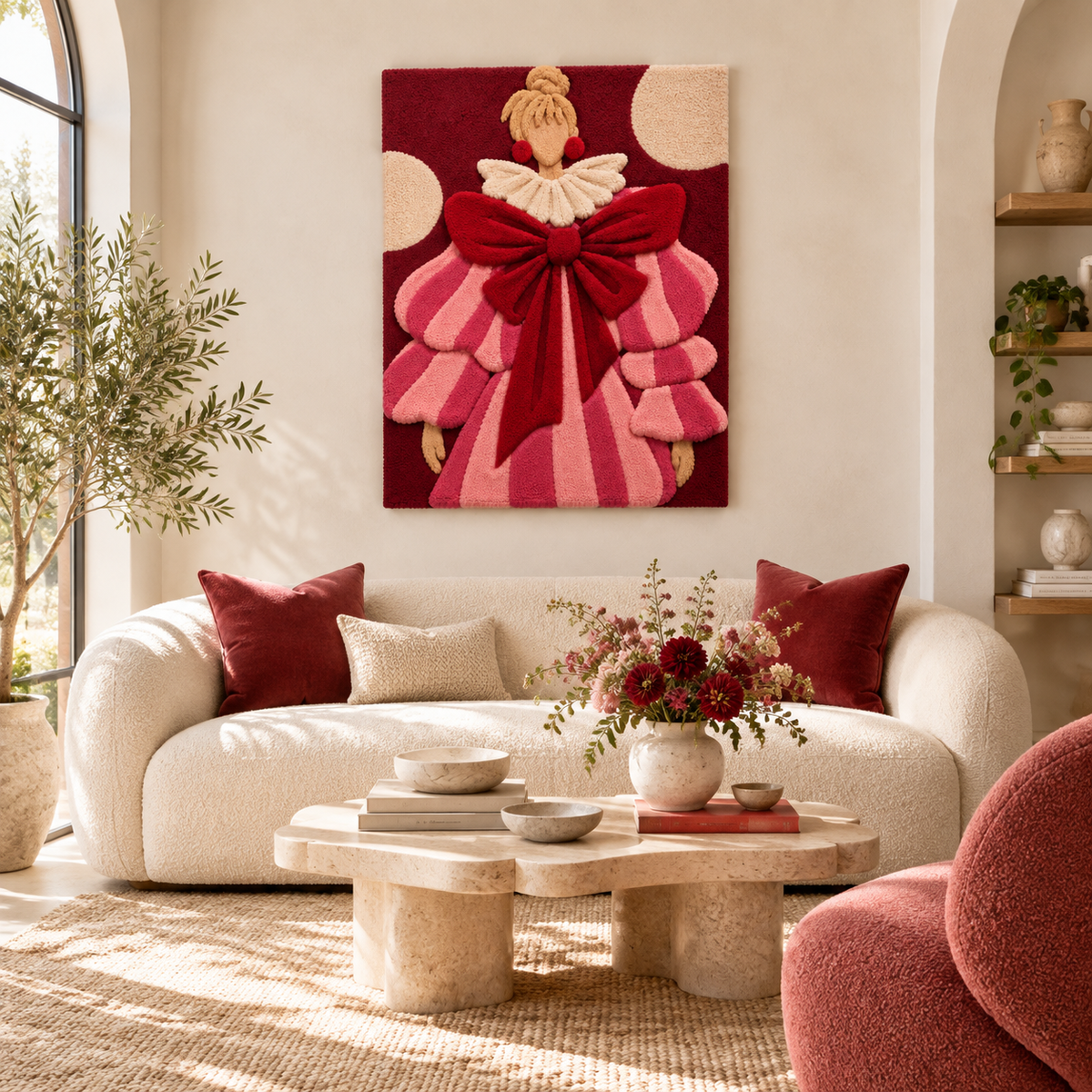 The Grand Raspberry Bow — front-facing room scene [room-front]