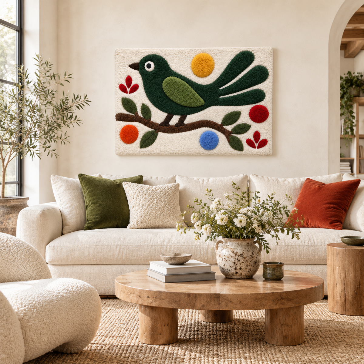 The Green Songbird Branch — front-facing room scene