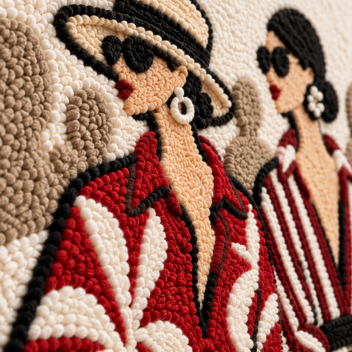The Holiday Conversation — tufted wool texture detail