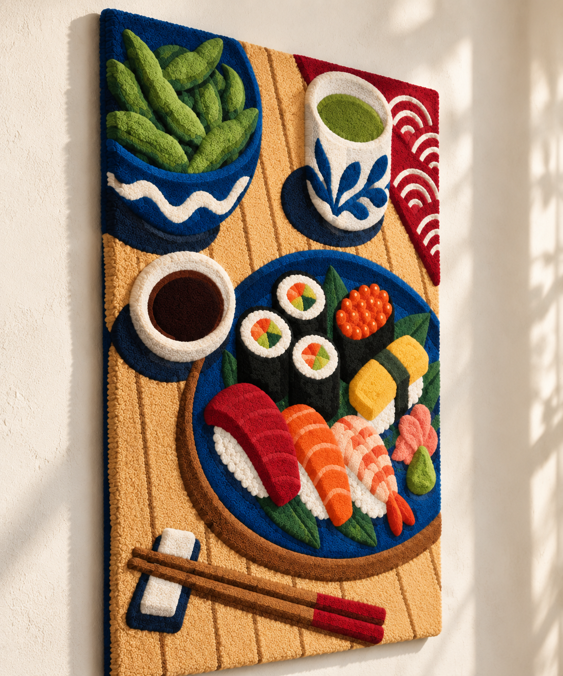 The Indigo Sushi Table — angled relief view