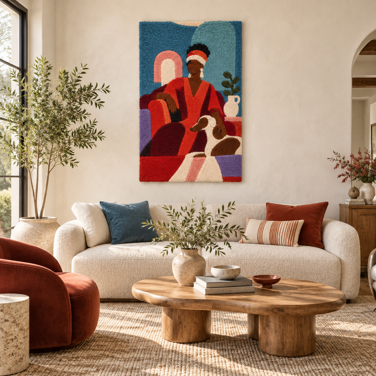 The Lady and Her Hound — front-facing room scene