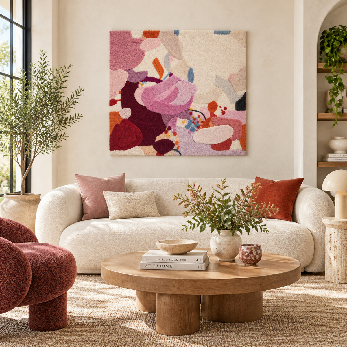 The Lilac Petal Collage — front-facing room scene