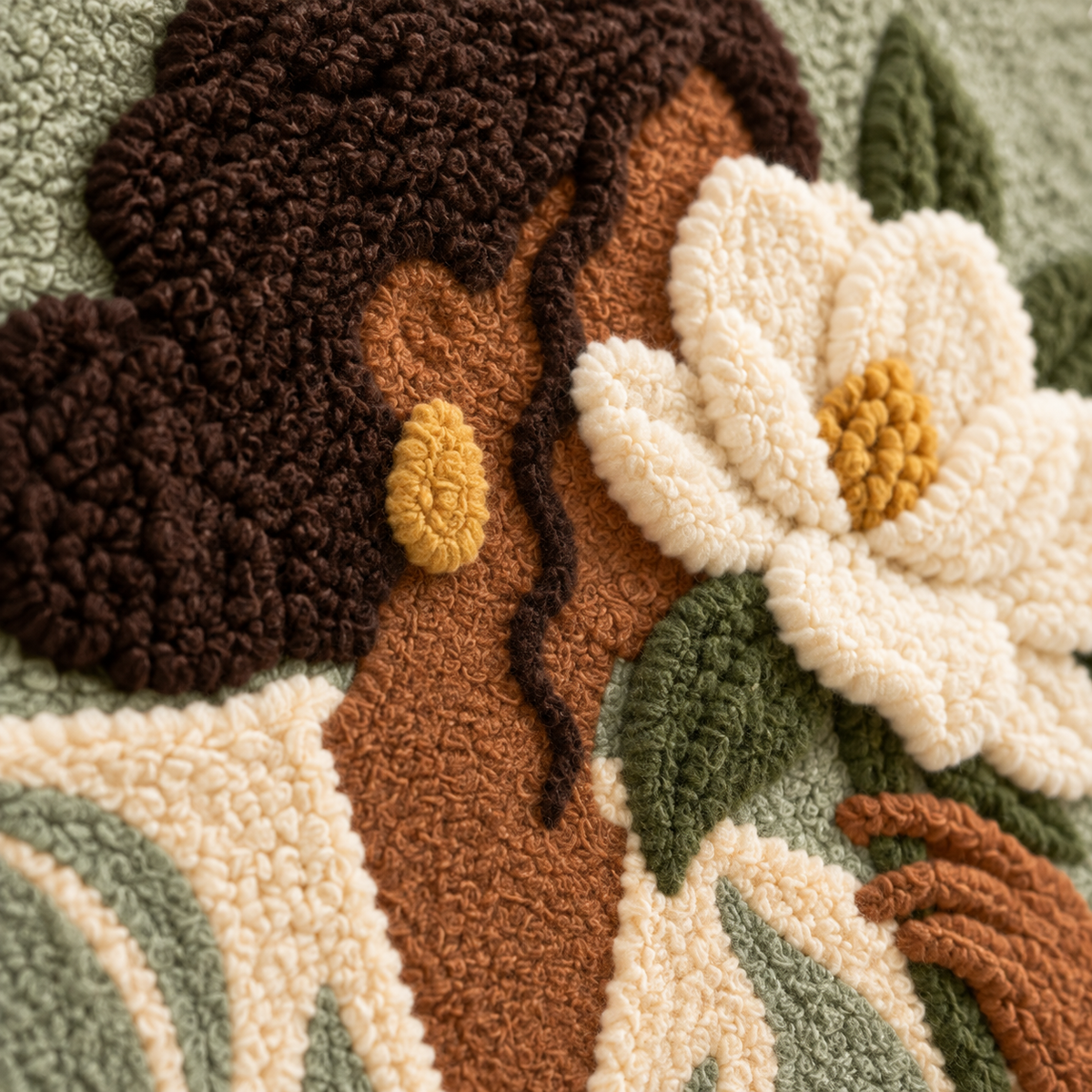 The Magnolia Pause — tufted wool texture detail