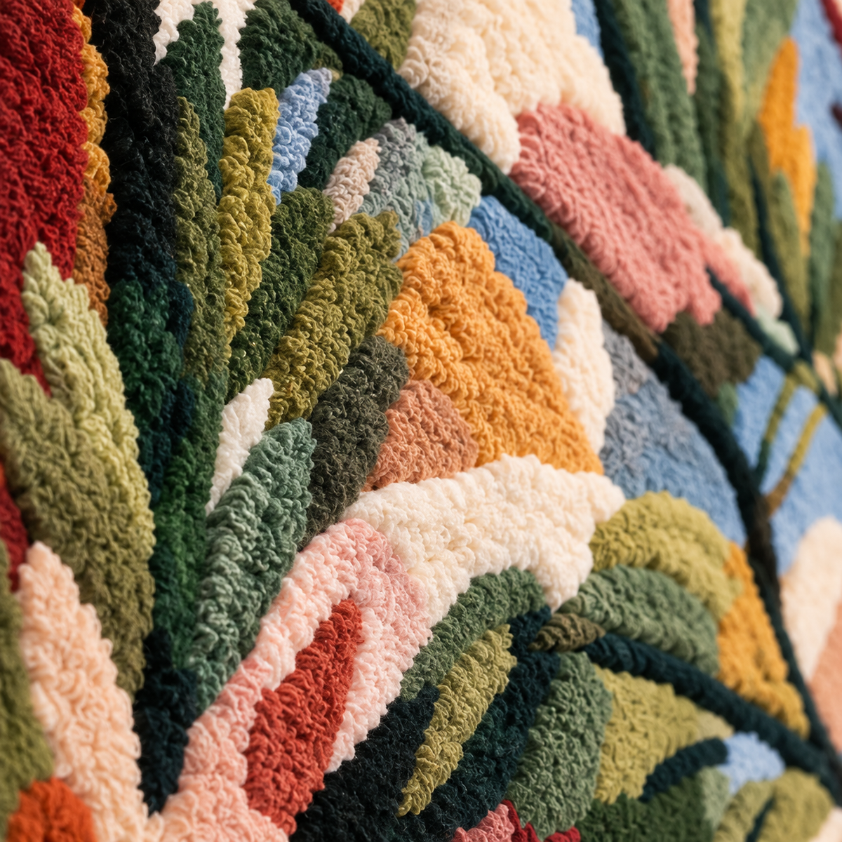 The Many Coloured Grove — tufted wool texture detail