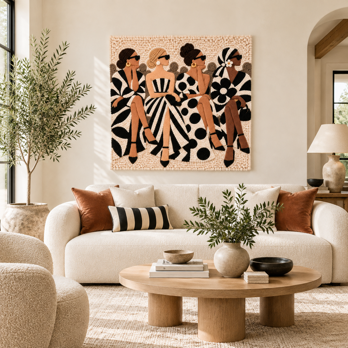 The Monochrome Fashion Circle — front-facing room scene [room-front]