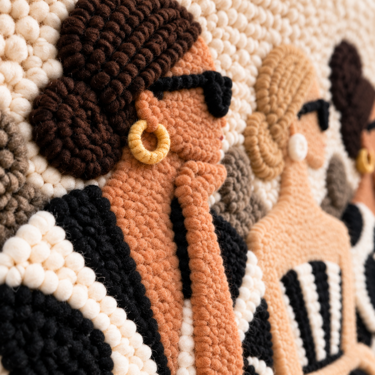 The Monochrome Fashion Circle — tufted wool texture detail