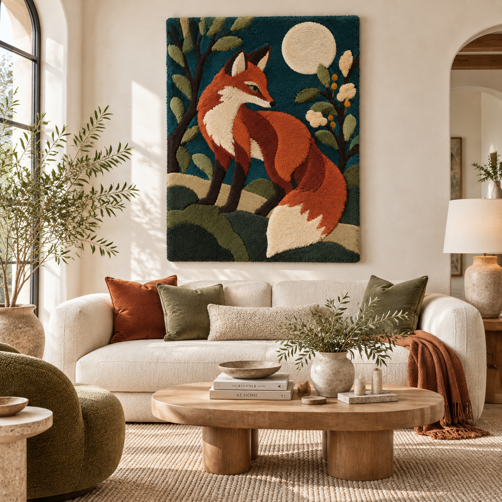 The Moonlit Fox Sentinel — front-facing room scene