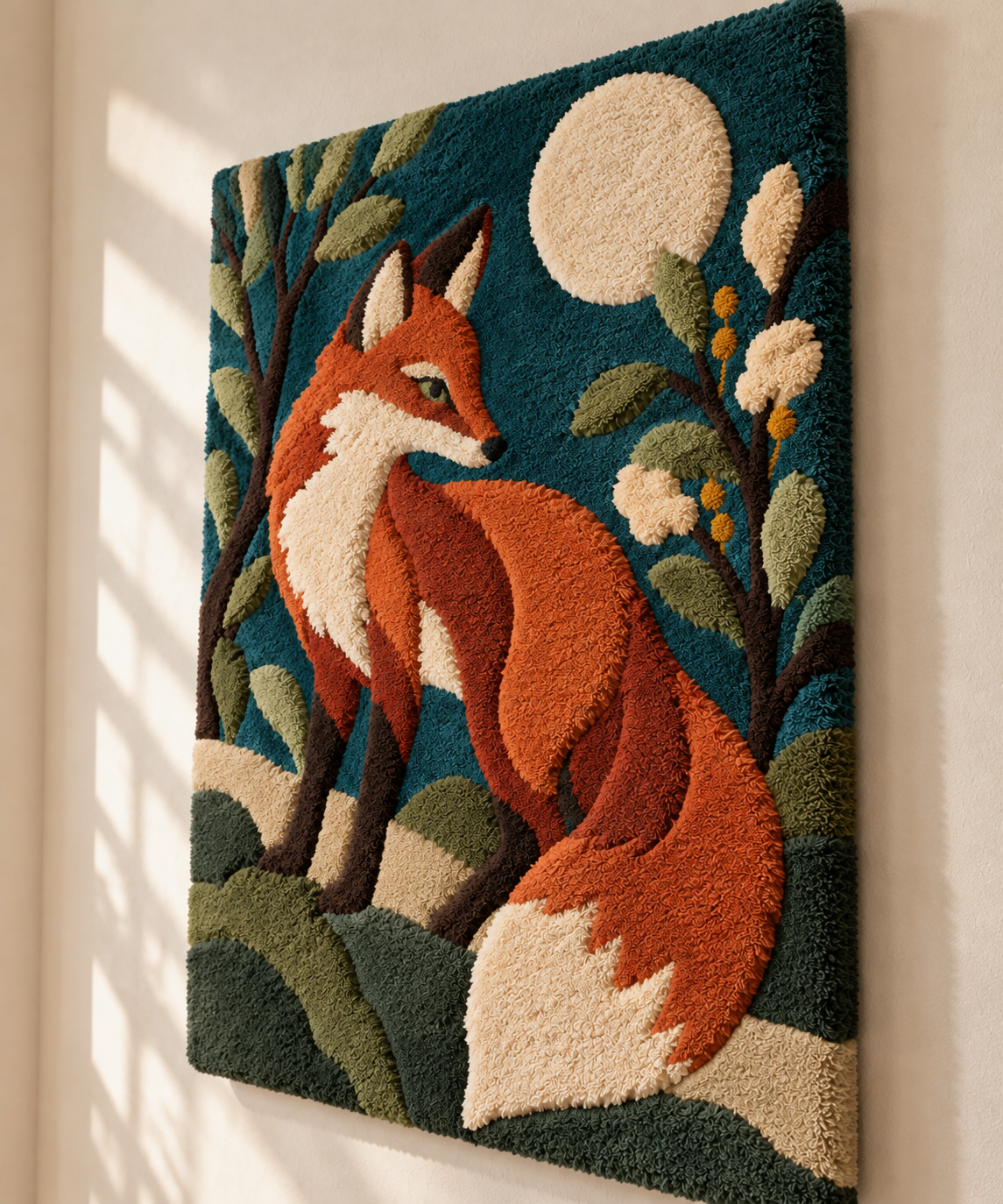 The Moonlit Fox Sentinel — angled relief view