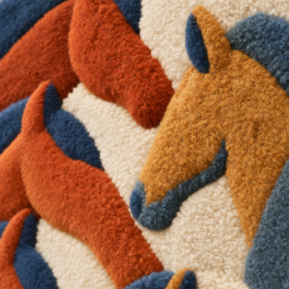 The Painted Horse Gathering — tufted wool texture detail