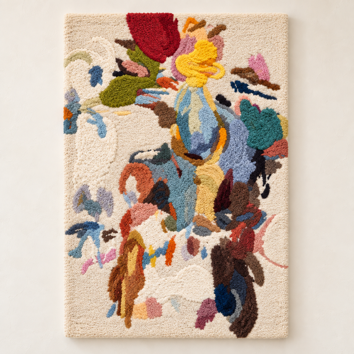 Hewn Earth The Painter's Floating Garden wall art featuring vibrant floral and garden motifs on a textured canvas background.