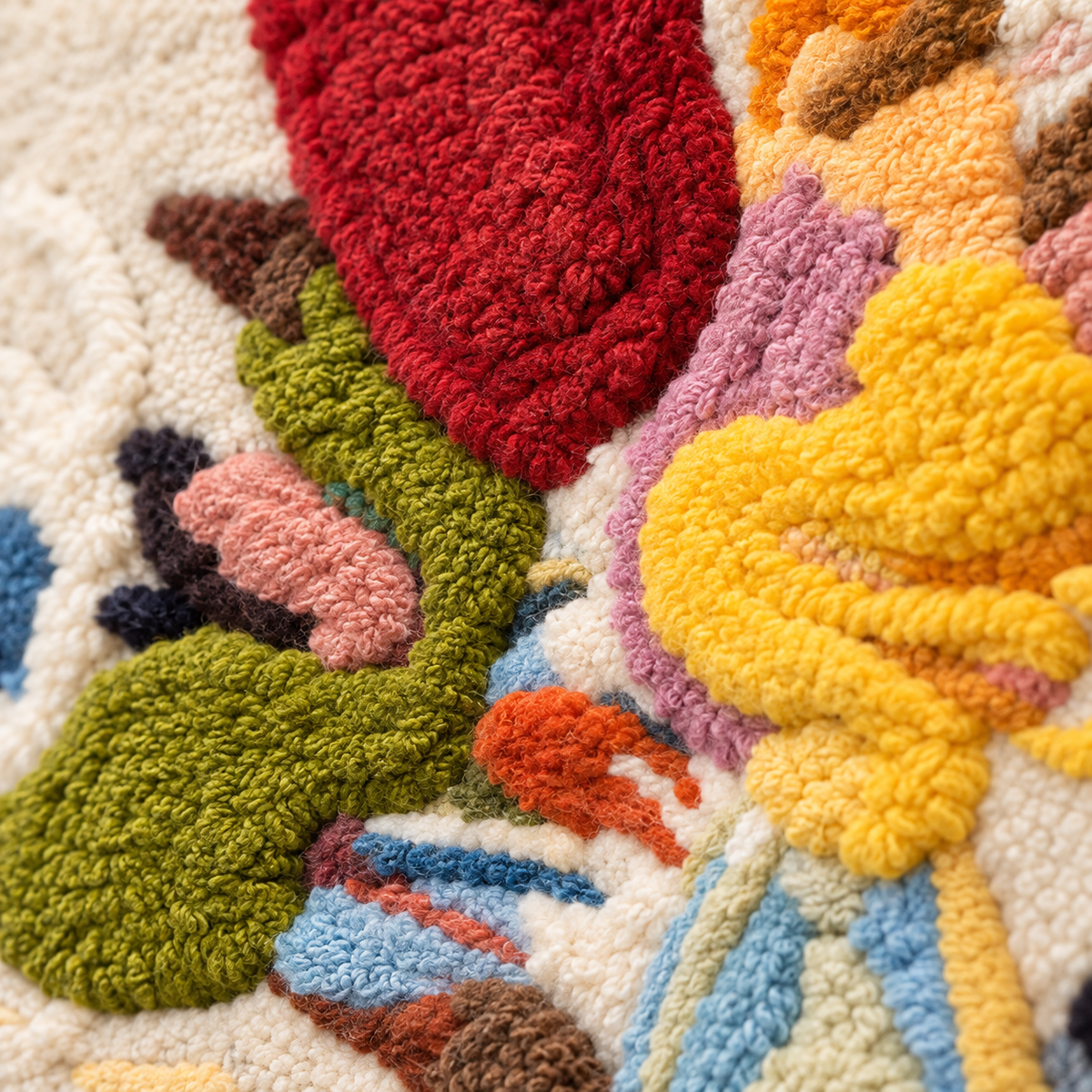 The Painter's Floating Garden — tufted wool texture detail