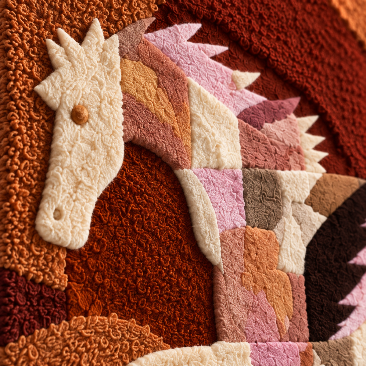 The Patchwork Pair — tufted wool texture detail