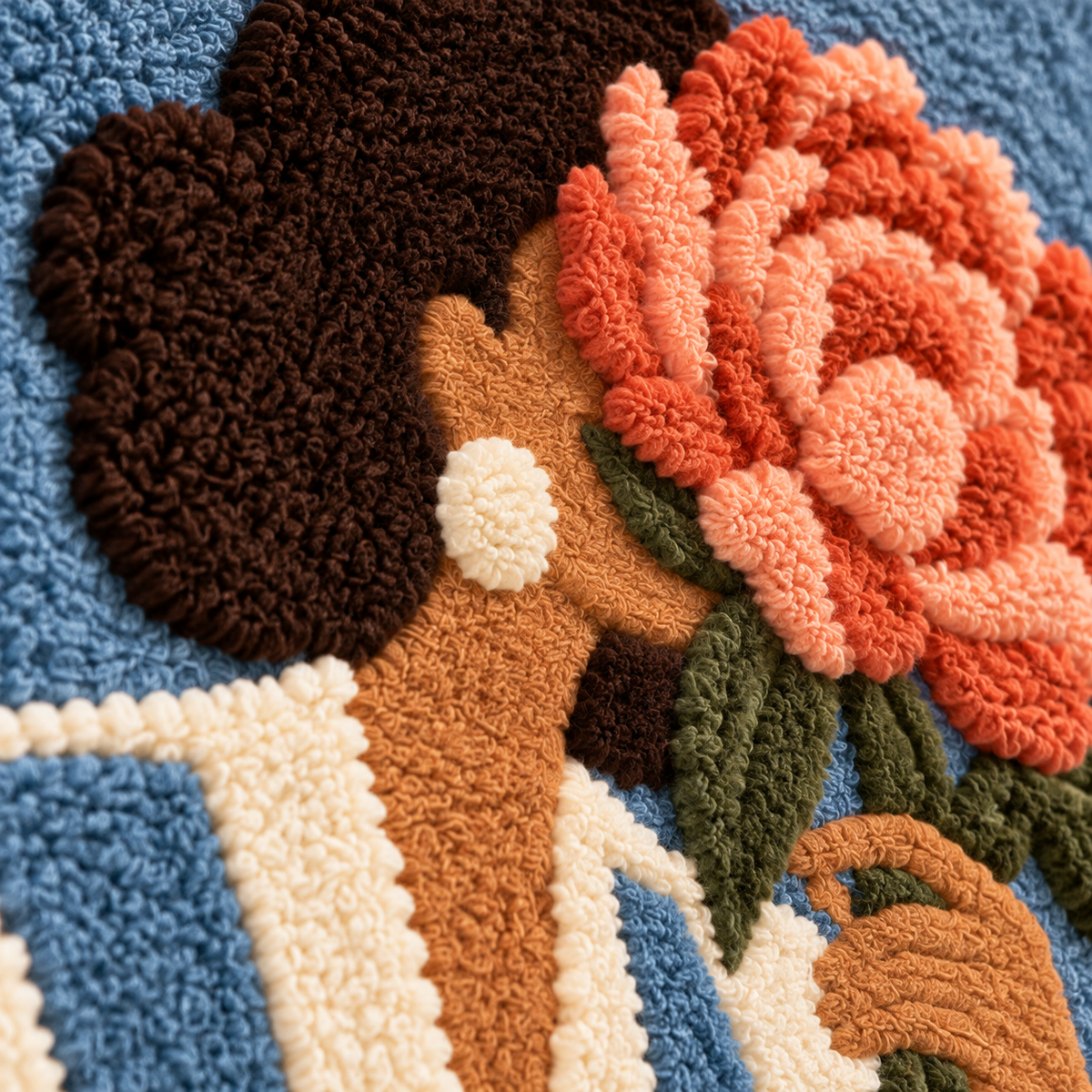 The Peony Pause — tufted wool texture detail