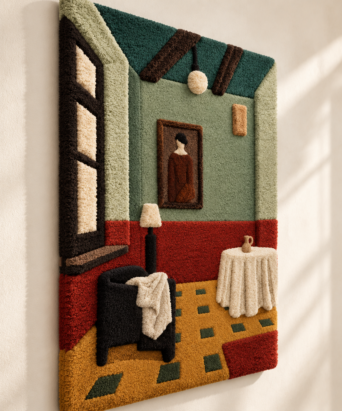 The Quiet Green Parlour — angled relief view