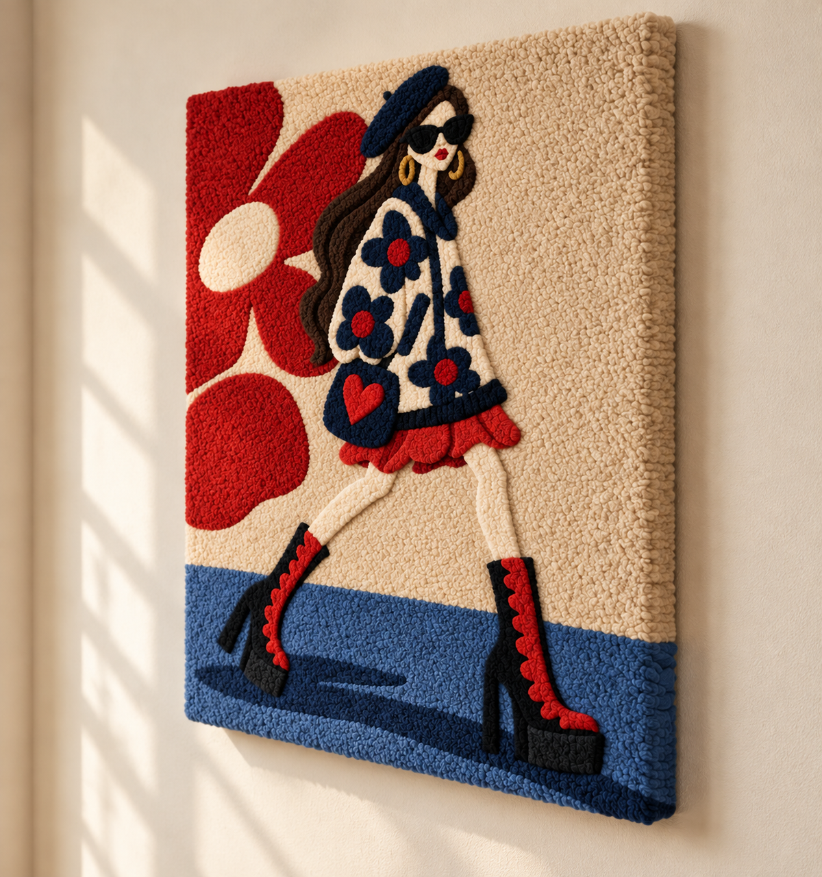 The Red-Boot Stride — angled relief view