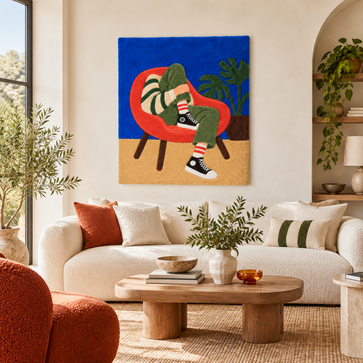 The Red Chair Reader — front-facing room scene