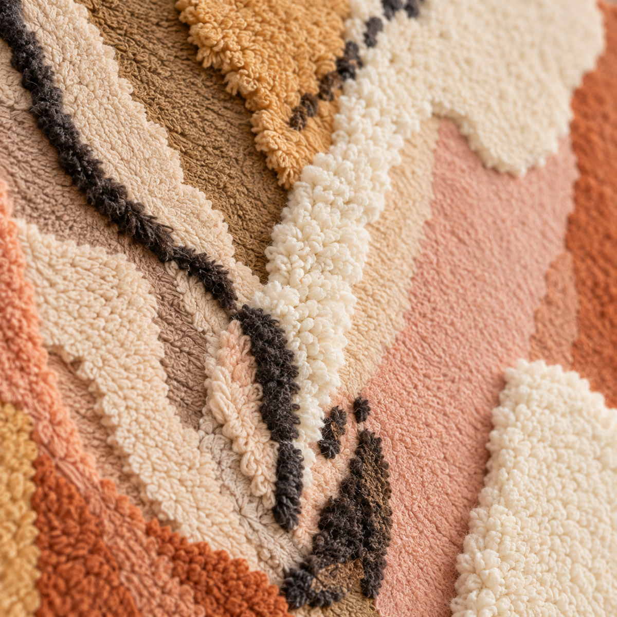 The Rose Quartz Vein — tufted wool texture detail