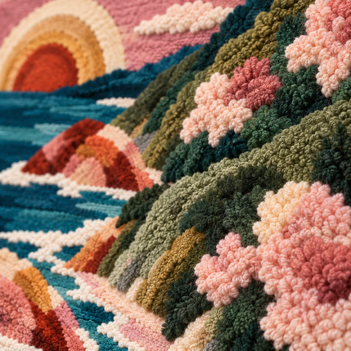The Rosewater Coast — tufted wool texture detail
