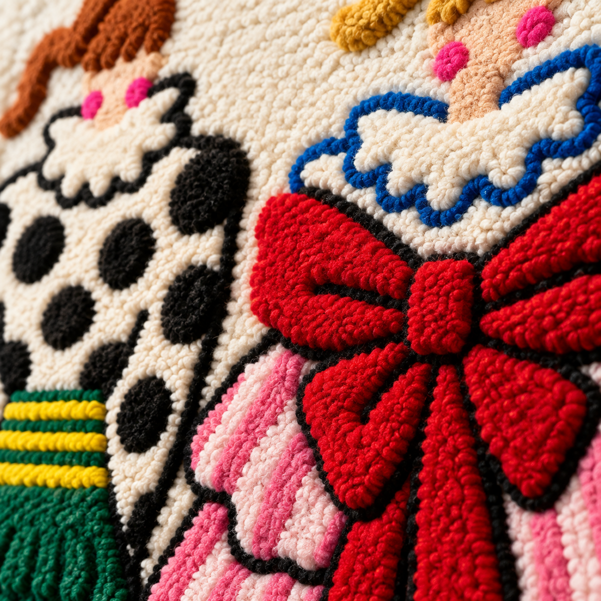 The Ruffle Duet — tufted wool texture detail