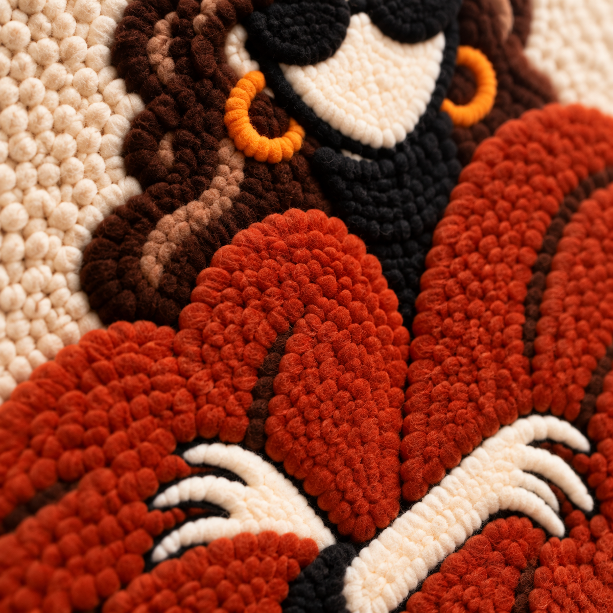 The Russet Wrap — tufted wool texture detail