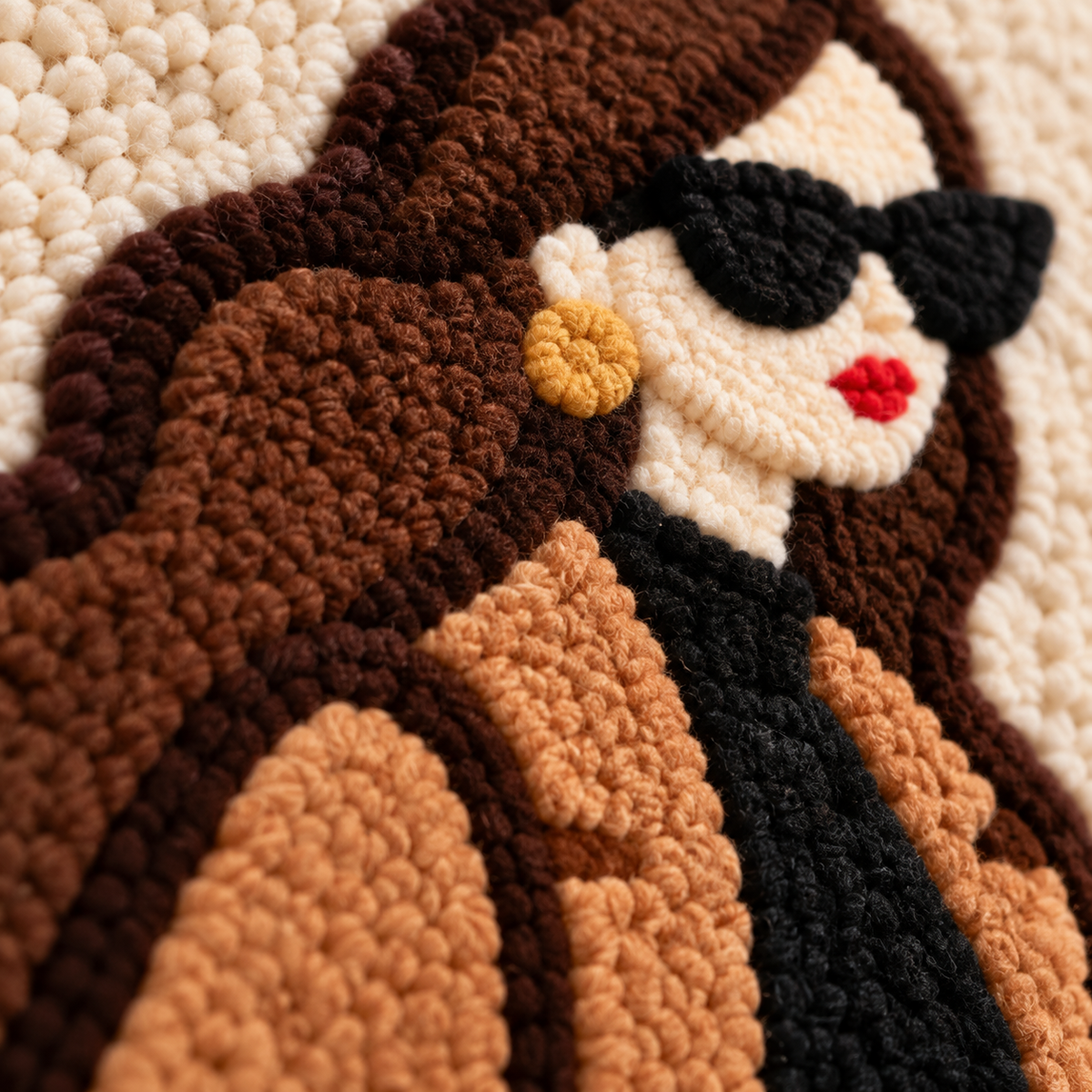 The Scarlet Handbag — tufted wool texture detail