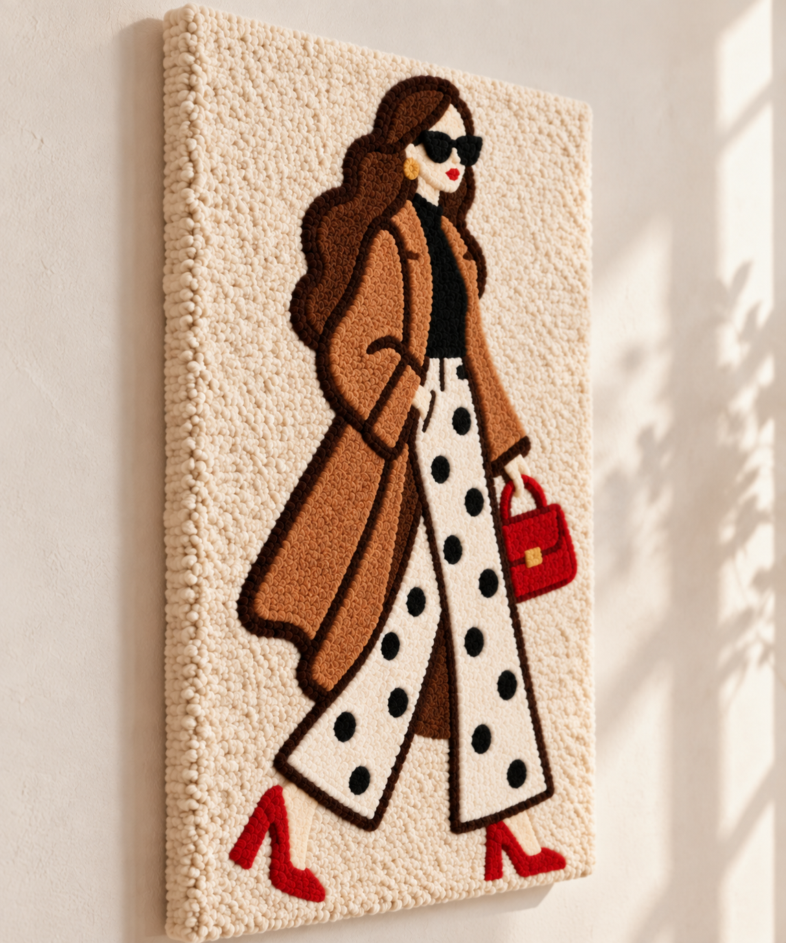The Scarlet Handbag — angled relief view