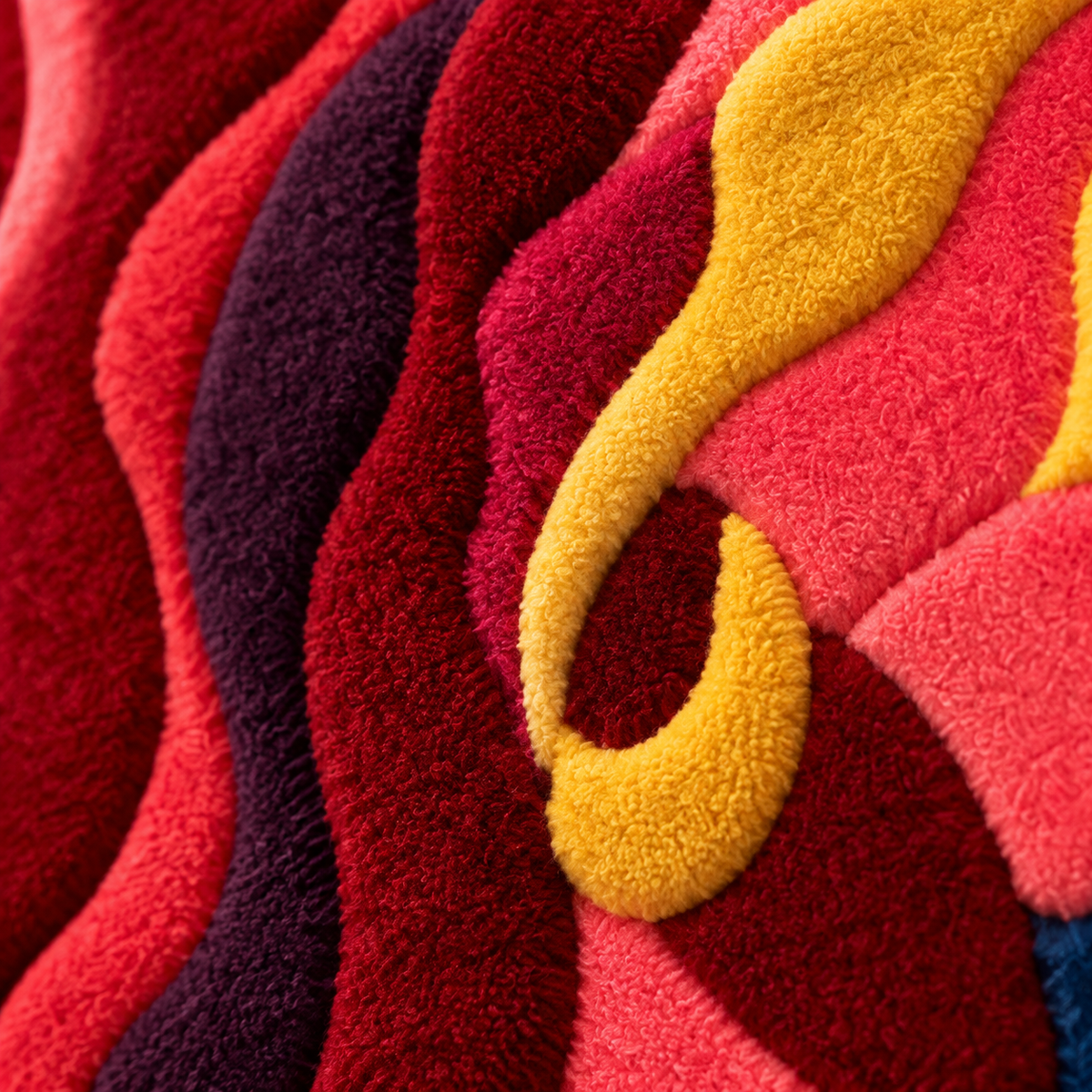 The Scarlet Muse — tufted wool texture detail