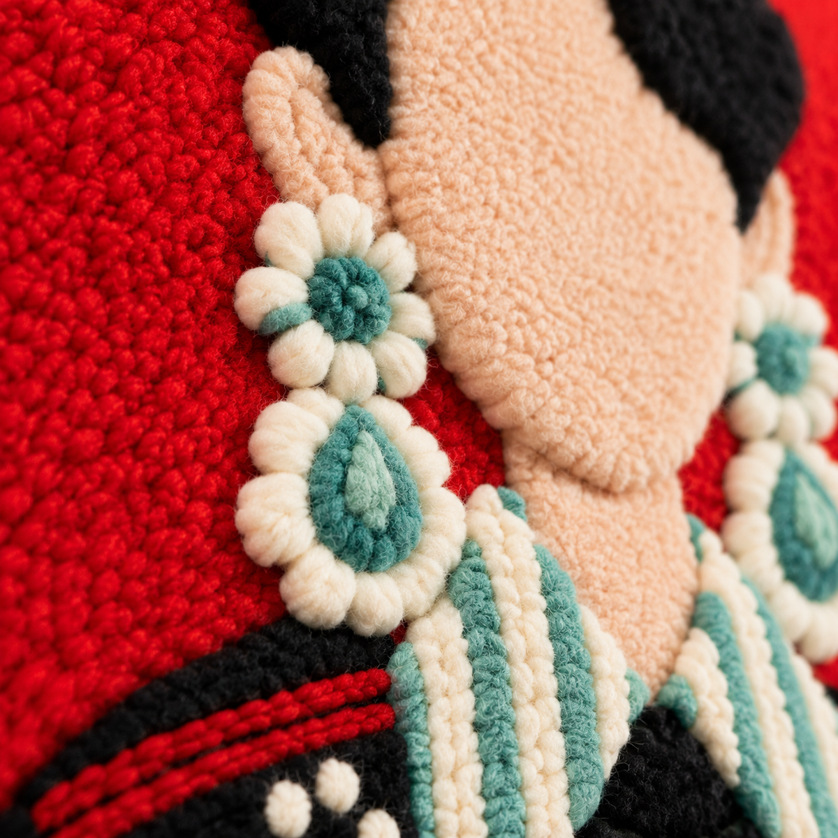 The Scarlet Statement — tufted wool texture detail
