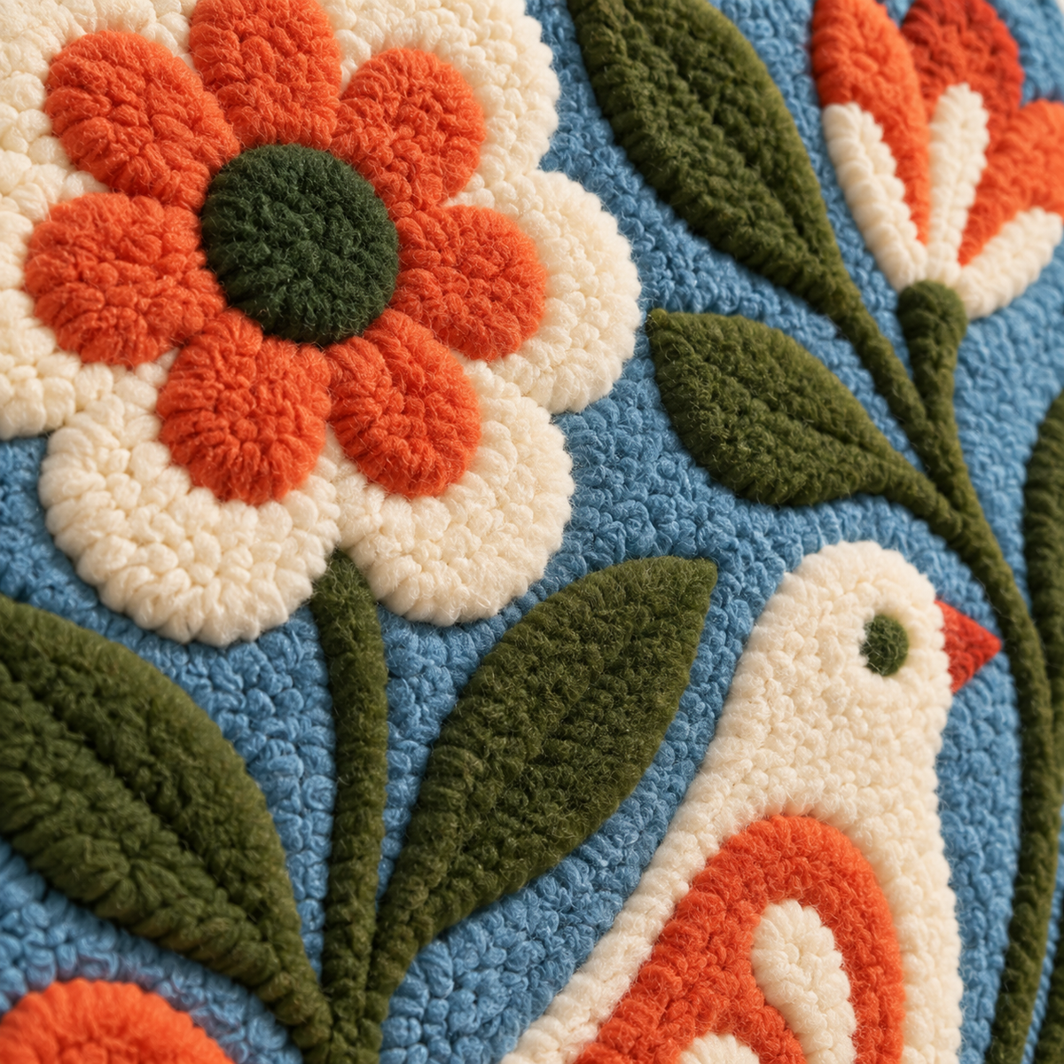 The Songbird Garden — tufted wool texture detail