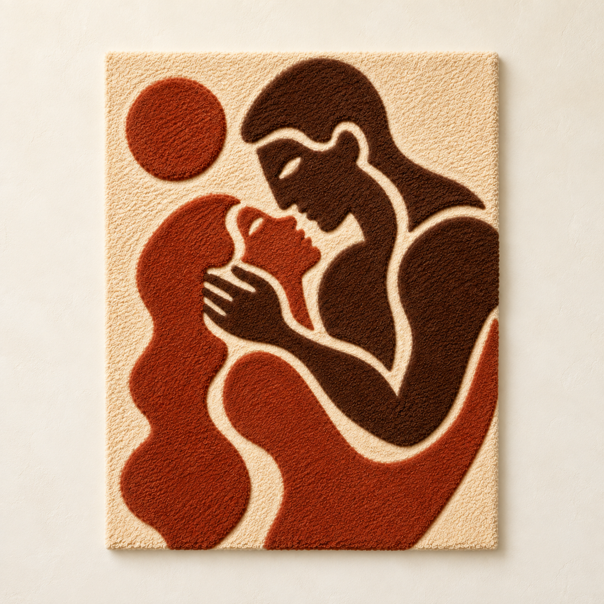 Hewn Earth wall art titled The Terracotta Kiss featuring warm terracotta tones and abstract geometric design.