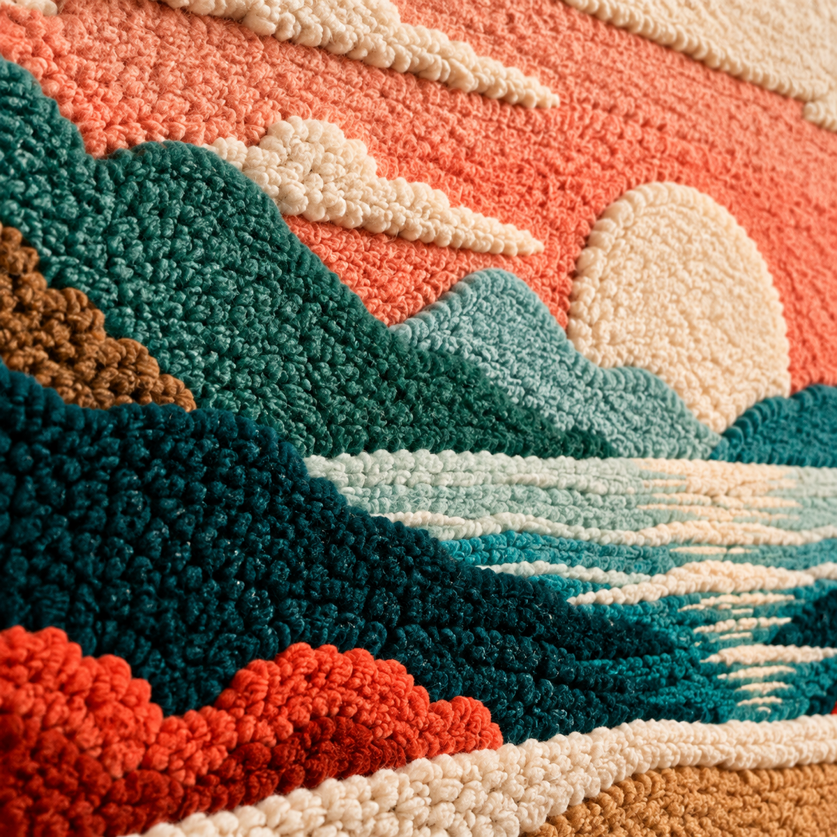 The Tide at Daybreak — tufted wool texture detail