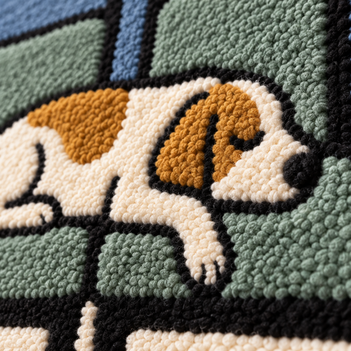The Two Chair Dog Nap — tufted wool texture detail
