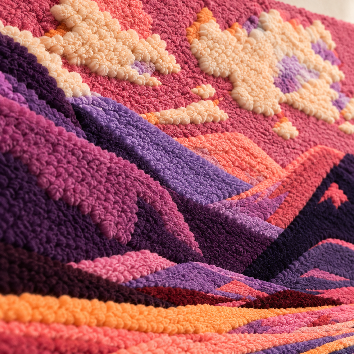 The Violet Valley Cottage — tufted wool texture detail