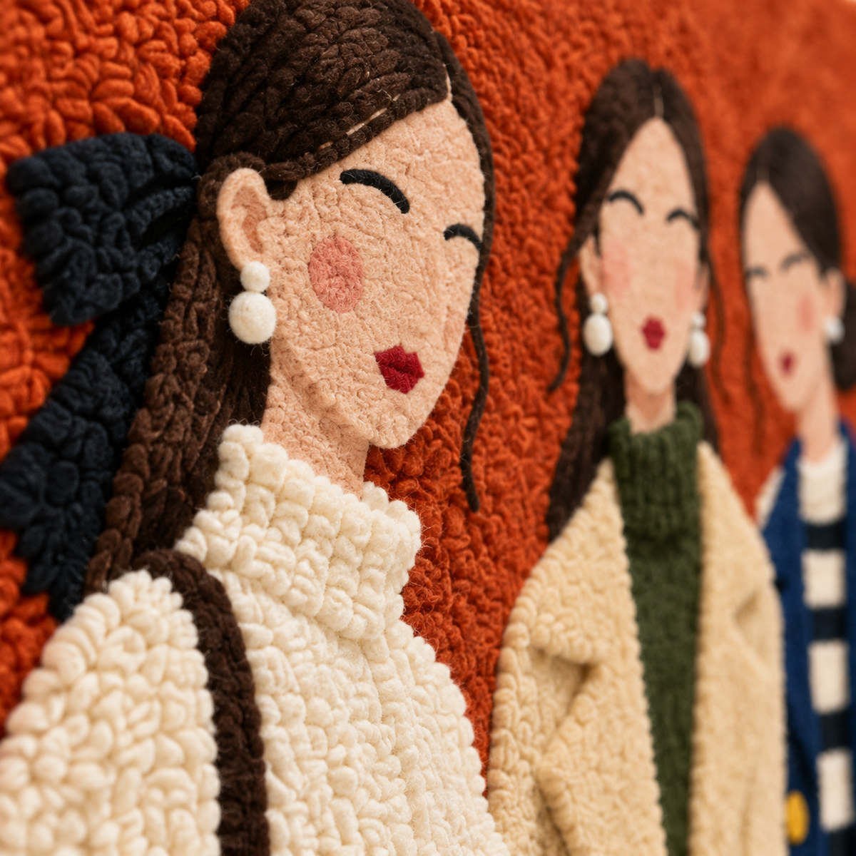 Three in the City — tufted wool texture detail