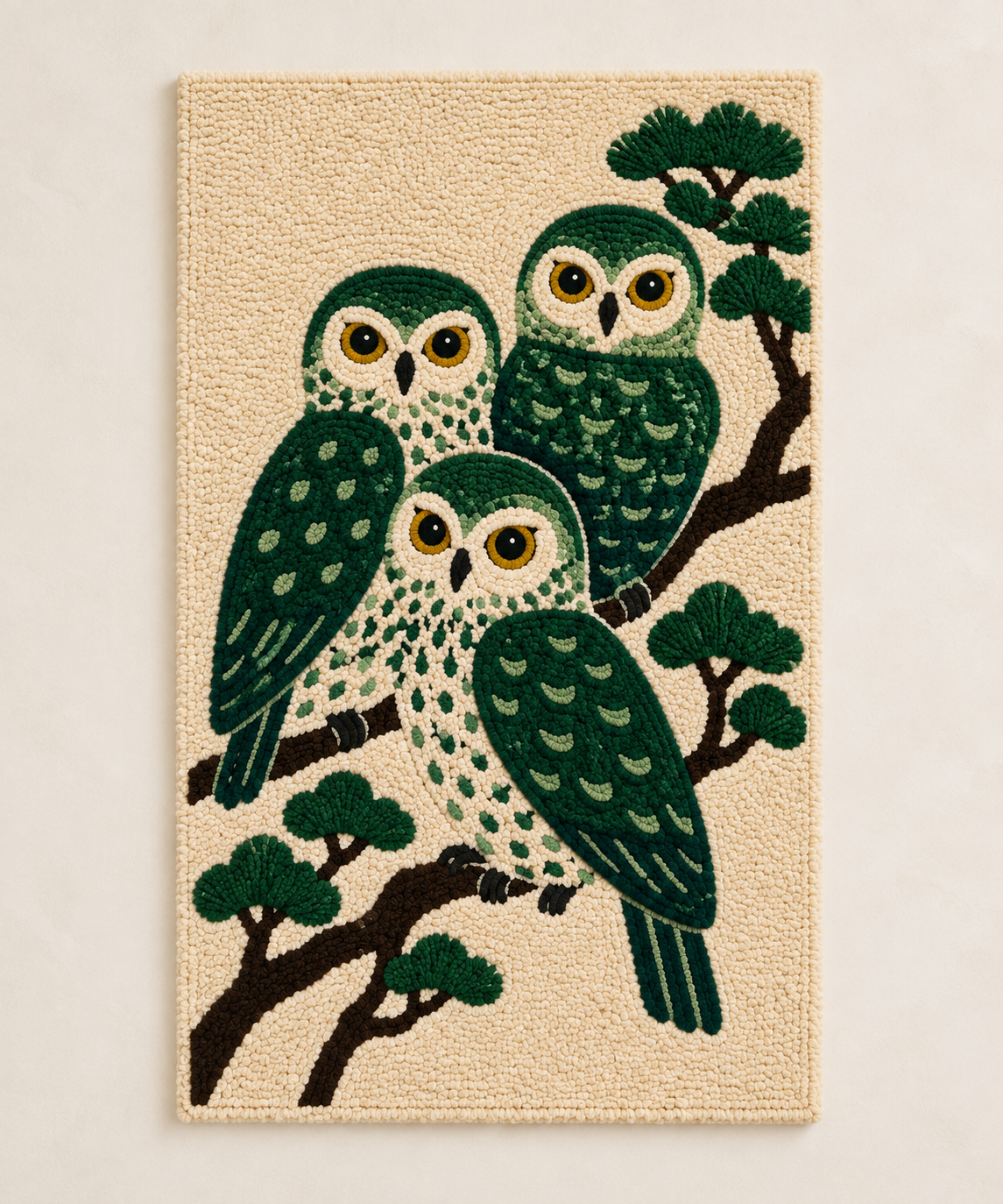 Three Owls in Evergreen — front product view [product-light]