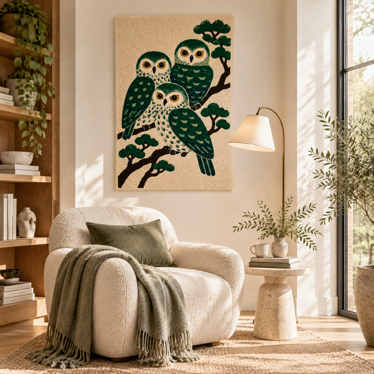 Three Owls in Evergreen — front-facing room scene [room-front]