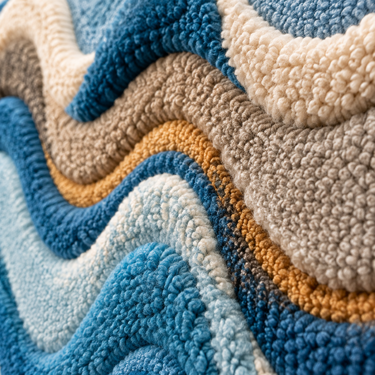 Tidal Blue Cadence — tufted wool texture detail