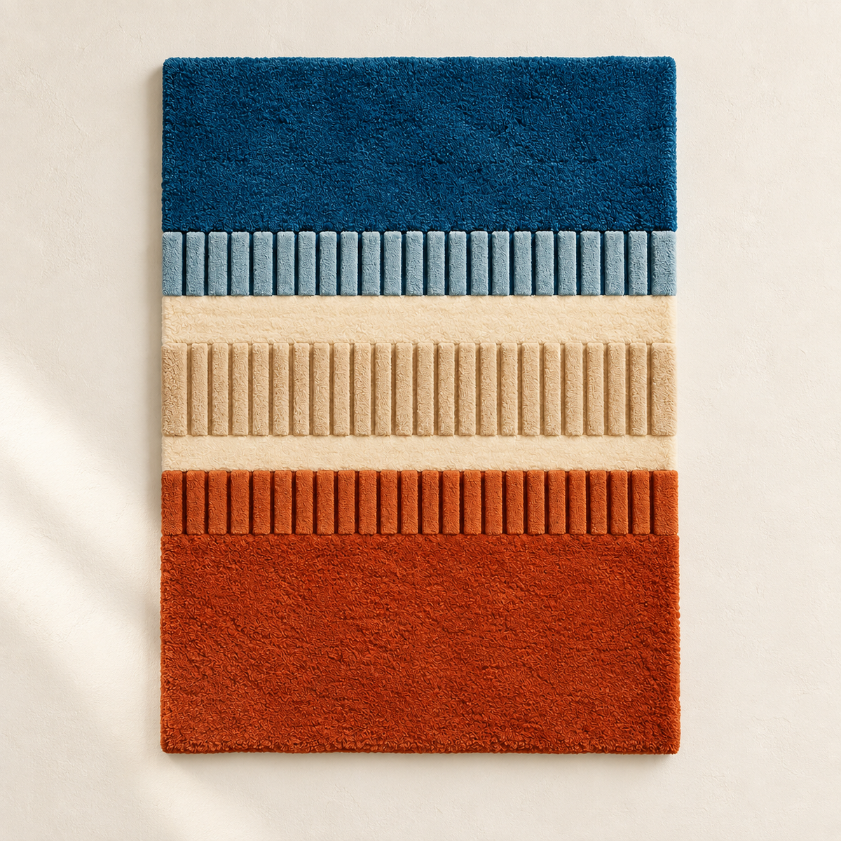 Hewn Earth Tidal Ember Rib Bands wall art with warm, textured ribbed design in shades of orange and brown.